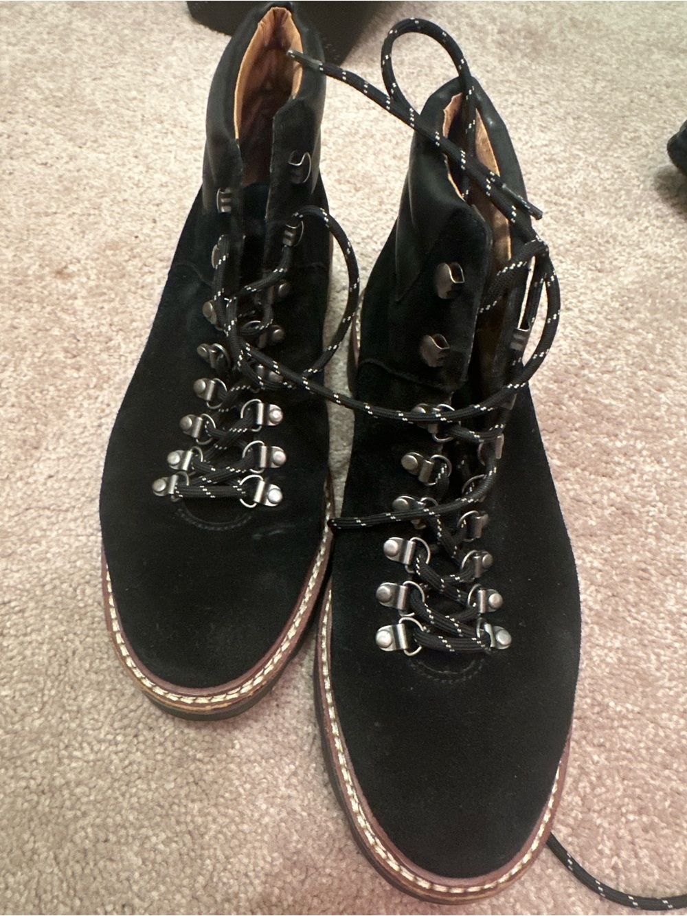 Madewell Black Suede Leather Women's Lace-Up Ankle Boots Size 8